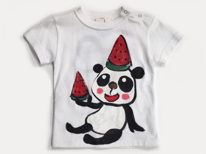 ぶさかわパンダスイカのTシャツキッズサイズ