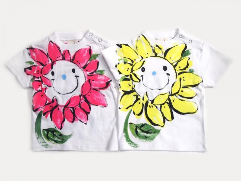 ピンクひまわりのTシャツキッズ