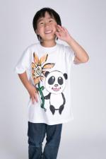 ぶさかわパンダひまわりのTシャツキッズサイズ