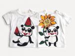 ぶさかわパンダひまわりのTシャツキッズサイズ
