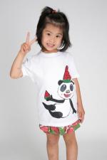 ぶさかわパンダスイカのTシャツキッズサイズ